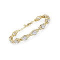 Gem Stone King 18K Yellow Gold Plated Silver Oval Gemstone Birthstone Tennis Bracelet For Women | Oval 6X4MM | 7 Inch With 1 Inch Extender | Fine Jewelry Gifts for Women Her Mom Wife