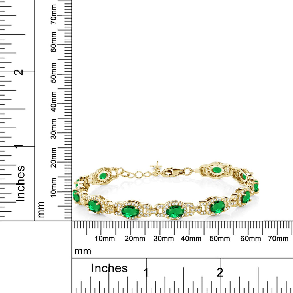 Gem Stone King 18K Yellow Gold Plated Silver Oval Gemstone Birthstone Tennis Bracelet For Women | Oval 6X4MM | 7 Inch With 1 Inch Extender | Fine Jewelry Gifts for Women Her Mom Wife