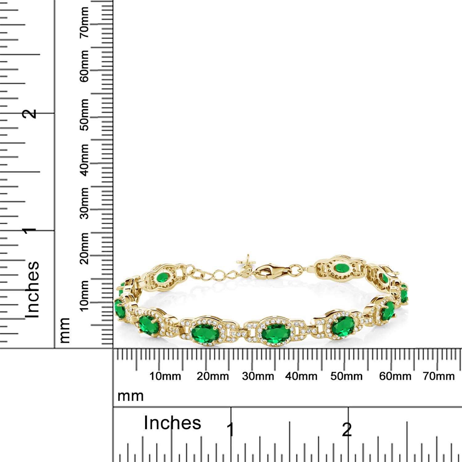 Gem Stone King 18K Yellow Gold Plated Silver Oval Gemstone Birthstone Tennis Bracelet For Women | Oval 6X4MM | 7 Inch With 1 Inch Extender | Fine Jewelry Gifts for Women Her Mom Wife